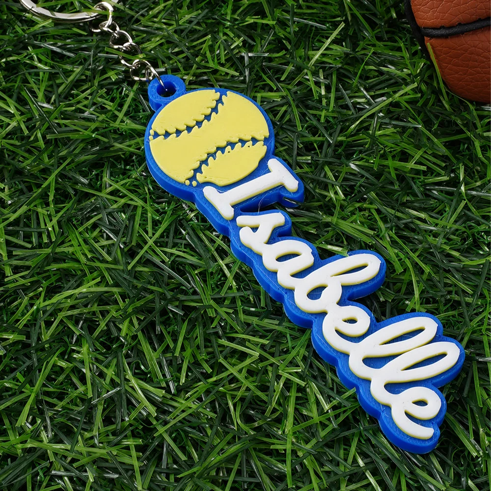 Personalized 3D Printed Softball Keychain Featuring Custom Name