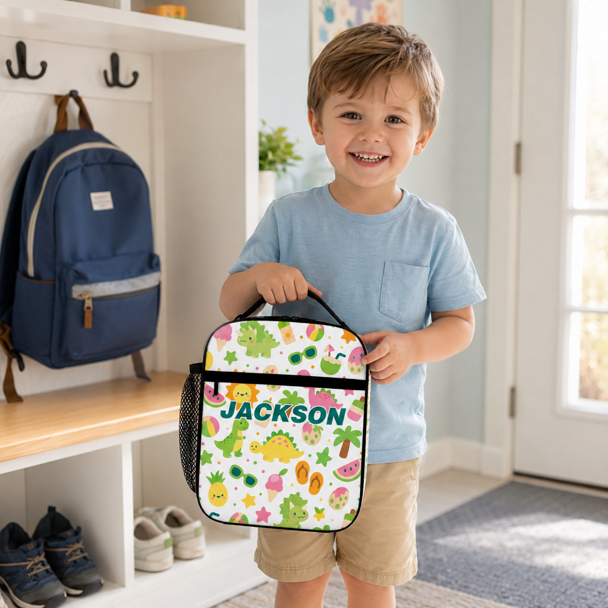 Personalized Cute Fruit And Vegetable Characters Healthy Food Kids Back To School Insulated Reusable Snack Lunch Bag