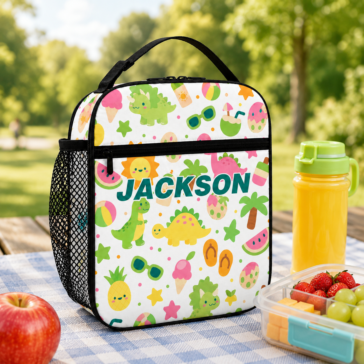 Personalized Cute Fruit And Vegetable Characters Healthy Food Kids Back To School Insulated Reusable Snack Lunch Bag