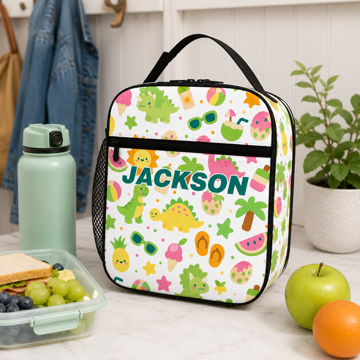 Personalized Cute Fruit And Vegetable Characters Healthy Food Kids Back To School Insulated Reusable Snack Lunch Bag