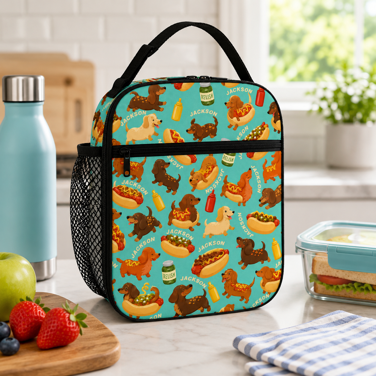 Personalized Takeout Food Trucks Burgers Pizza Hot Dogs Street Food Lover Kids Insulated Reusable School Lunch Bag