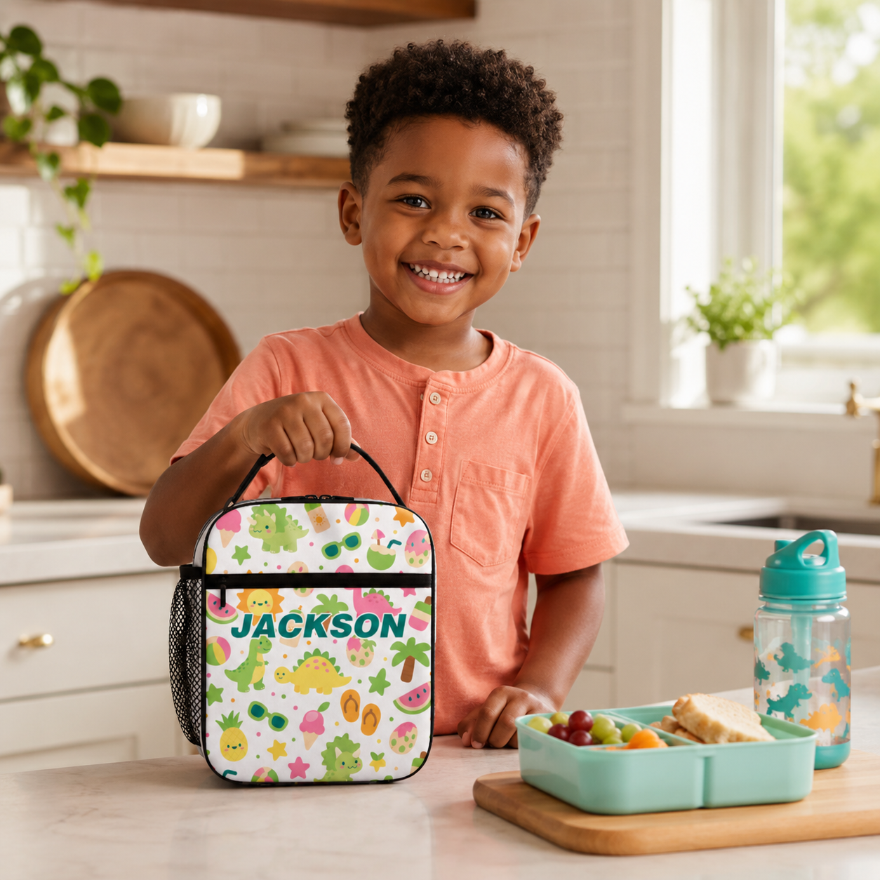 Personalized Cute Fruit And Vegetable Characters Healthy Food Kids Back To School Insulated Reusable Snack Lunch Bag