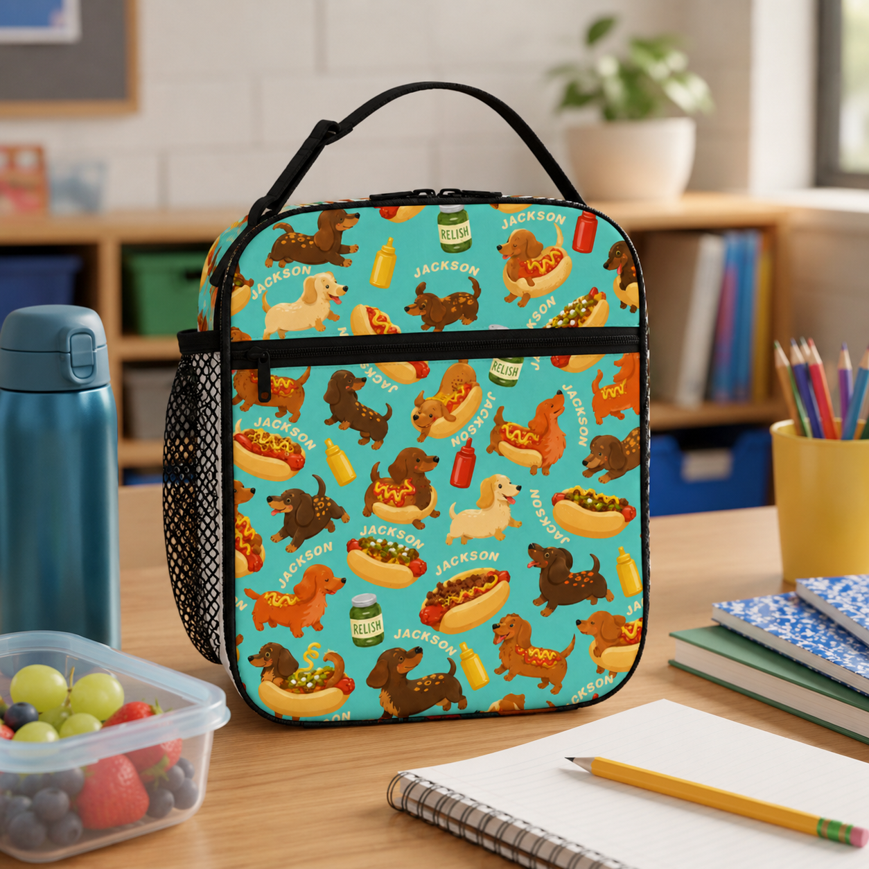 Personalized Takeout Food Trucks Burgers Pizza Hot Dogs Street Food Lover Kids Insulated Reusable School Lunch Bag