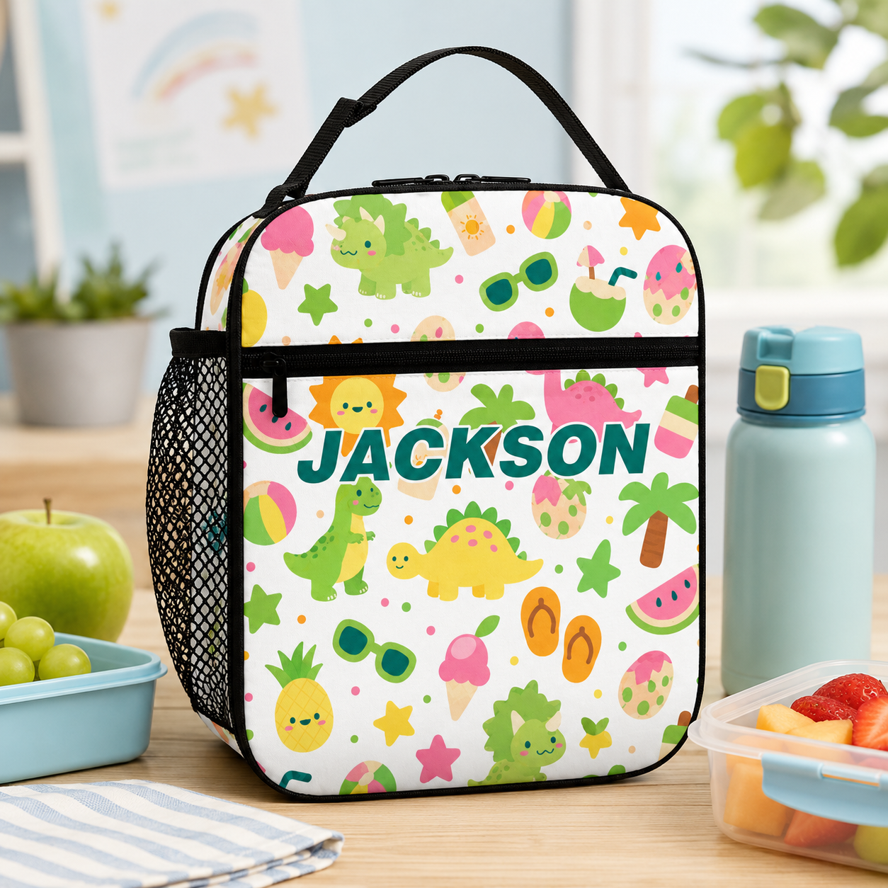 Personalized Cute Fruit And Vegetable Characters Healthy Food Kids Back To School Insulated Reusable Snack Lunch Bag