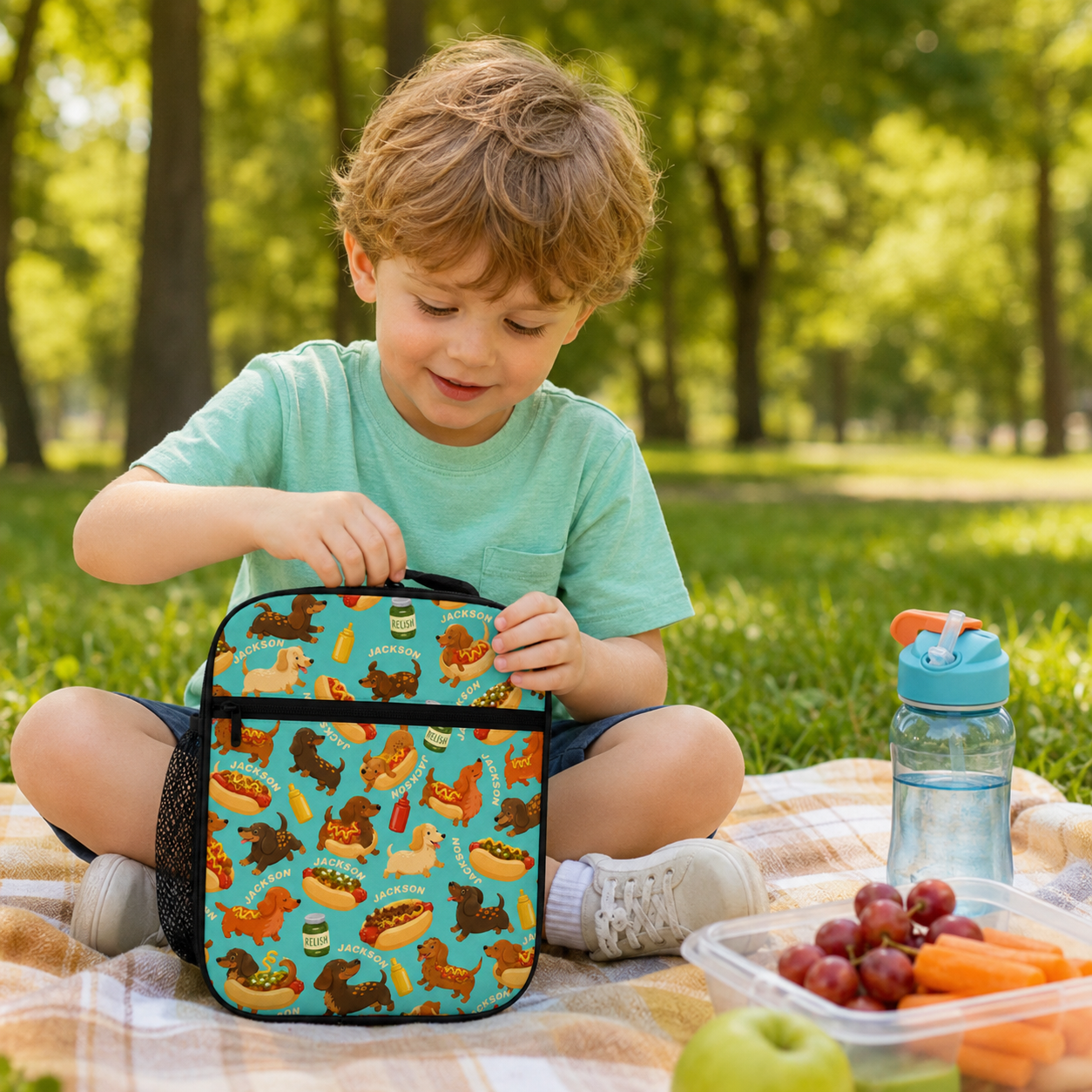 Personalized Takeout Food Trucks Burgers Pizza Hot Dogs Street Food Lover Kids Insulated Reusable School Lunch Bag