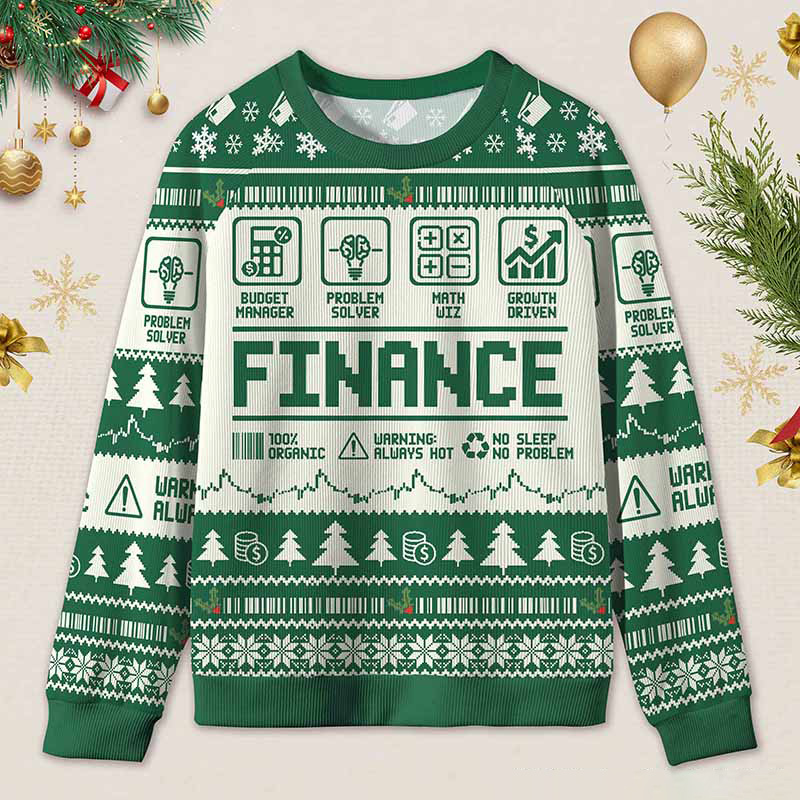 Personalized Funny Accounting Finance Ugly Christmas Sweater Gift for Accounting Finance Professionals