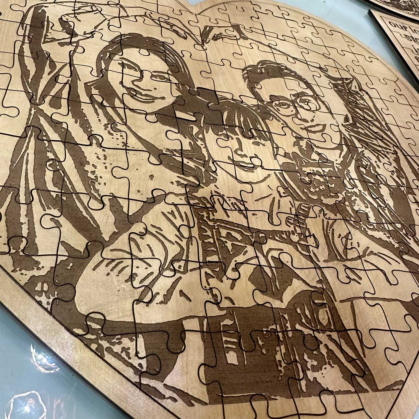 Personalized Heart Photo Wooden Puzzle Custom Couple Portrait Engraved Jigsaw Perfect for Anniversary Wedding or Valentine Gift