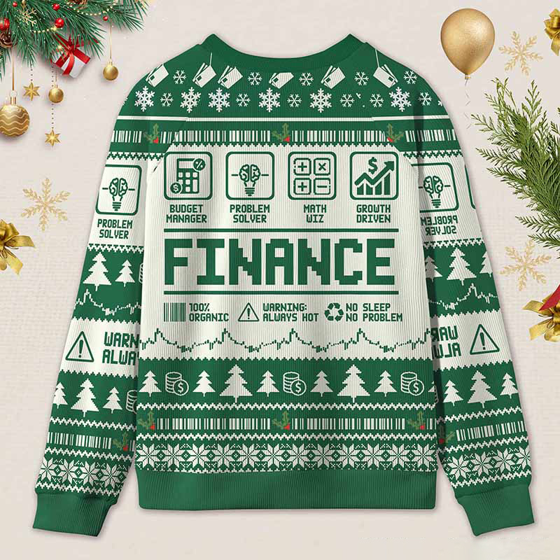 Personalized Funny Accounting Finance Ugly Christmas Sweater Gift for Accounting Finance Professionals