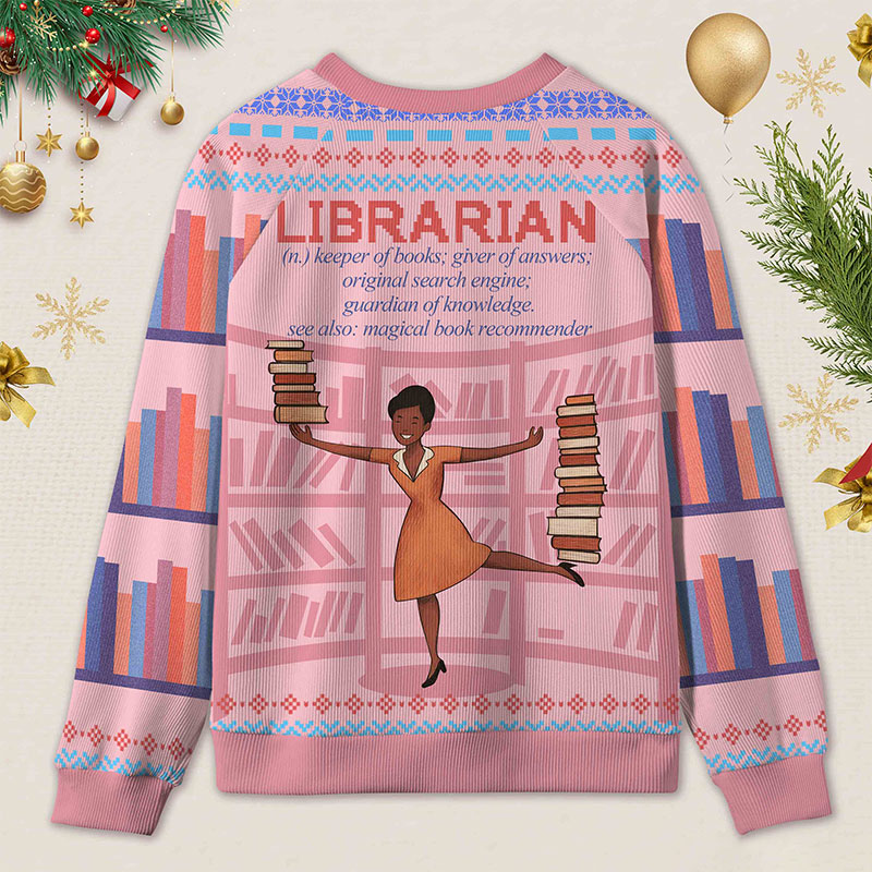 Personalized Book Lover's Dream Job Ugly Sweater Holiday Gift for Librarians