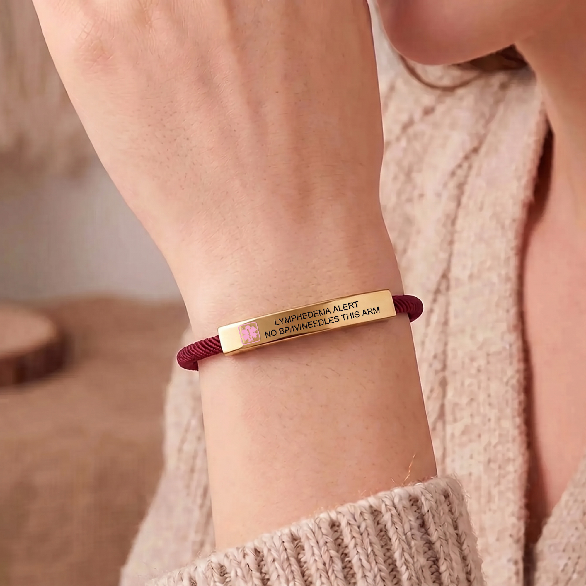 Personalized Medical Alert Bracelet Custom Engraved Name Allergy Condition Emergency ID Adjustable Rope Band