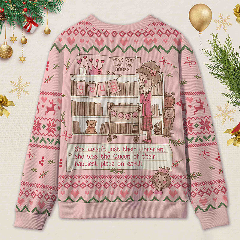 Personalized Heartwarming Librarian Compliments Ugly Sweater Holiday Gift for Book Lovers