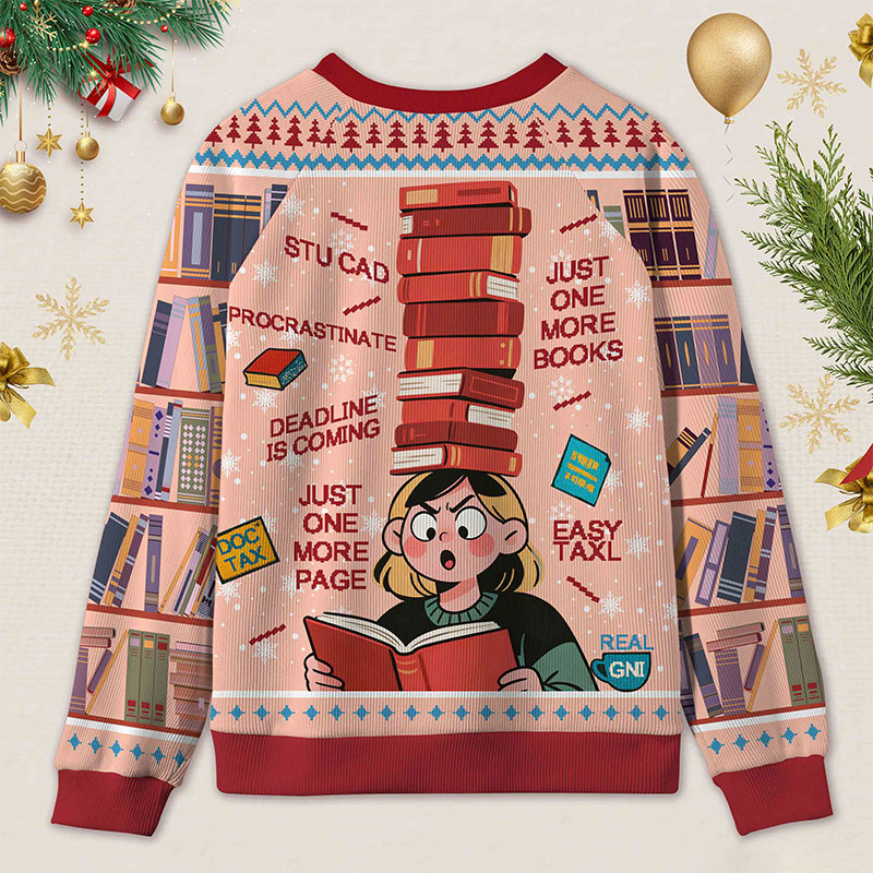 Personalized Reading Procrastination Humor Ugly Sweater Librarian Life Holiday Gift for Book Lovers
