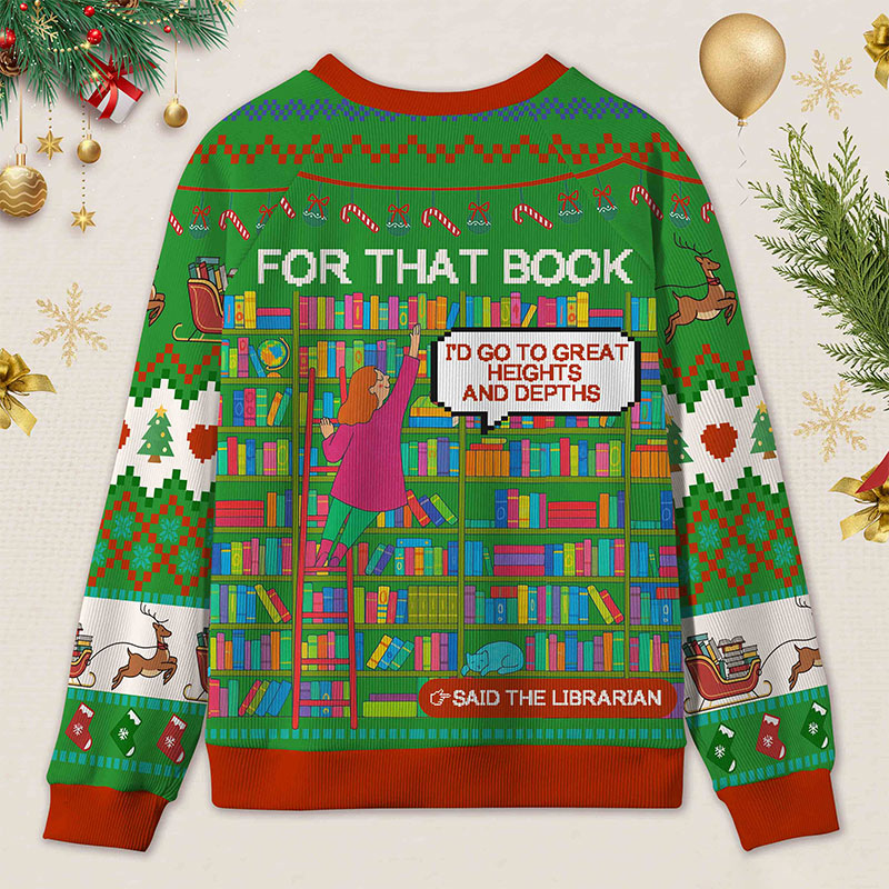 Personalized Library Slogan Witty Ugly Sweater Holiday Gift for Librarians