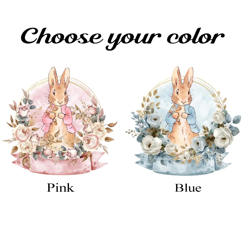 Personalize Cute Rabbit Cross Rug with Custom Name Room Decor Religious Rug Christian Gift Easter Gift for Kids