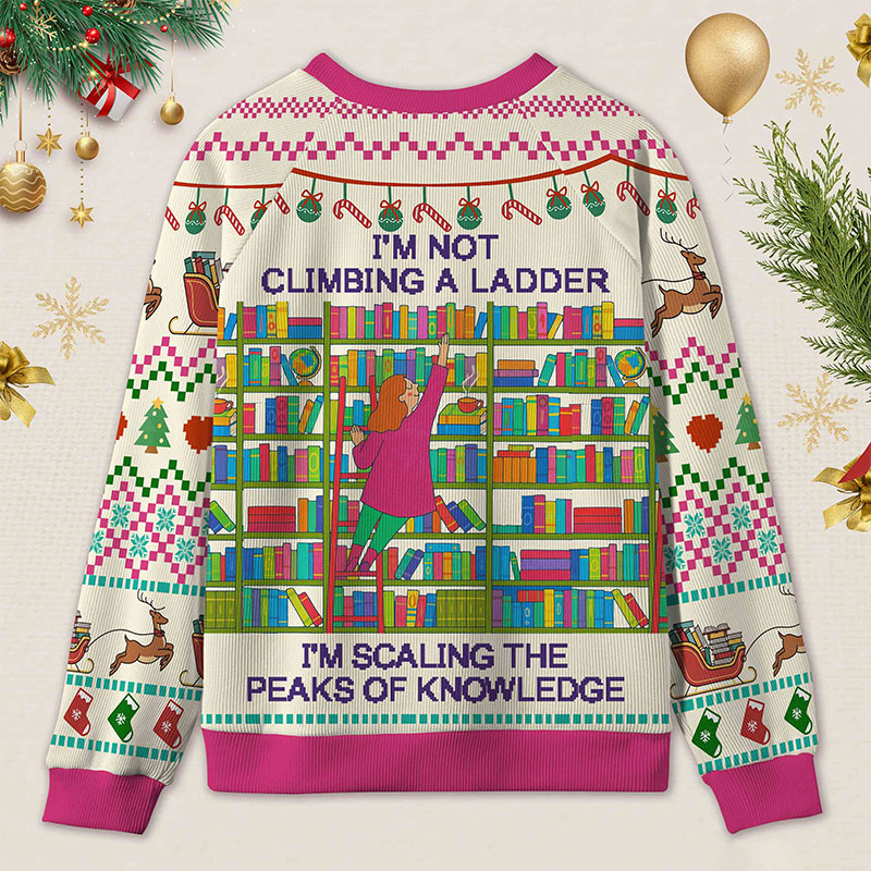 Personalized Knowledge Explorer Ugly Sweater Office Holiday Party Gift for Librarians