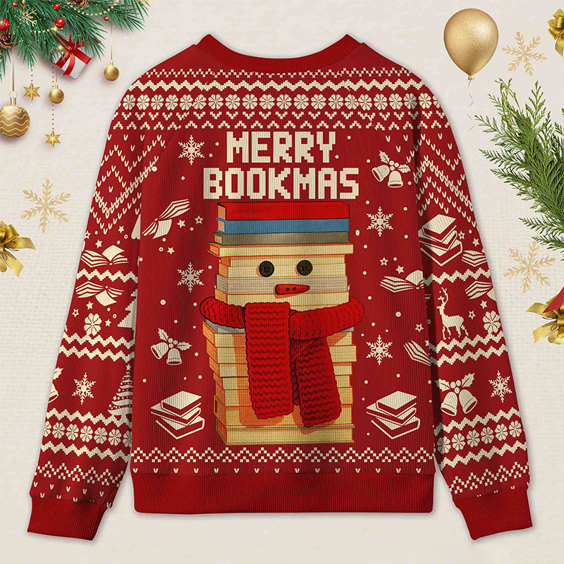 Personalized Bookish Christmas Cozy Ugly Sweater Festive Gift for Book Lovers