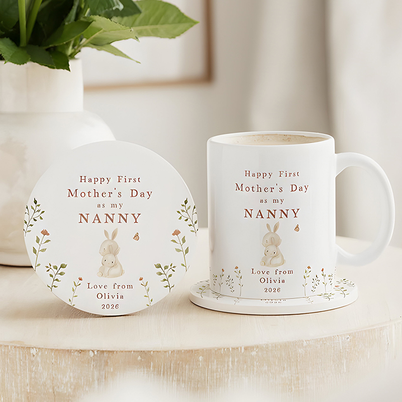 Personalized Mother's Day Ceramic Gift Set for New Nana Nanna Nannie Nanny Nan First Mothers Day Nana Mug & Coaster Gift
