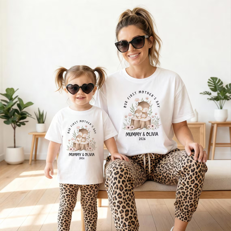 Personalized Our First Mother’s Day Matching T-shirt - Gift for Mummy & Baby Family Matching