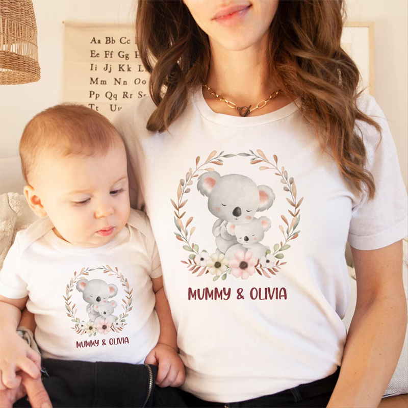Personalized Mother and Baby Matching T-shirts - Gift for Mum Mothers Day Gift