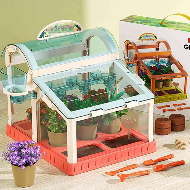 Kids Indoor Greenhouse Growing Kit, STEM Educational Plant Science Toy, Year-Round Gardening Gift for Boys/Girls