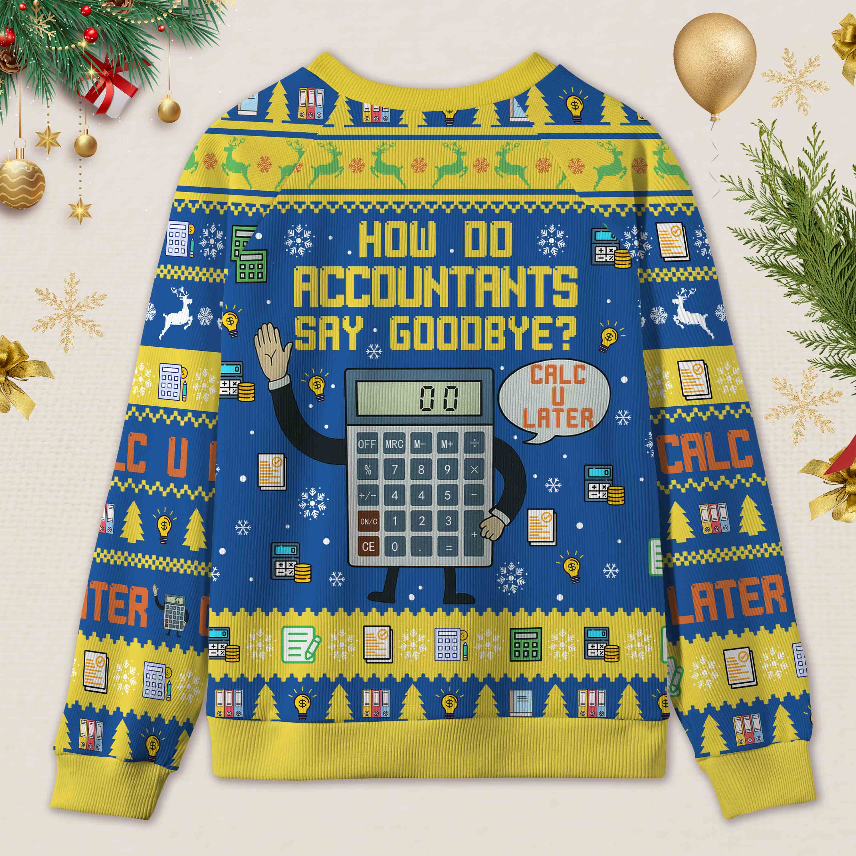 Personalized Accounting Hilarious Greeting Ugly Christmas Sweater Funny Financial Gift for Accountants