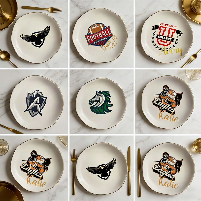 Personalized College Logo Design Heart Shape Ceramic Trinket Jewelry Dish Home Decor Graduation Gift for Graduates Women