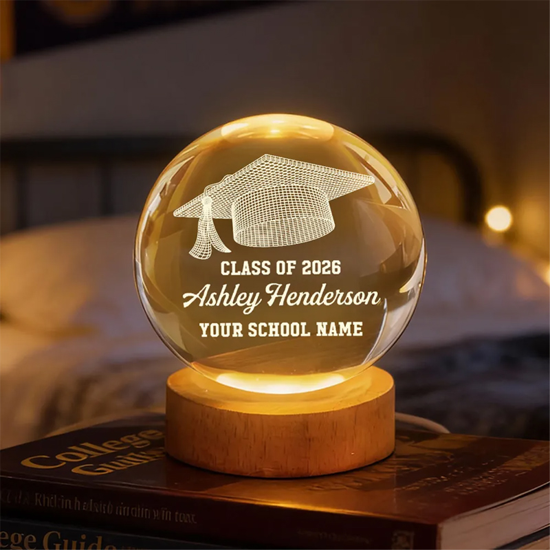 Personalized Crystal Ball LED Night Light - Gift For Graduation Day, Graduation Gift, Keepsake Class Of Graduation Senior Illusion Graduation Cap