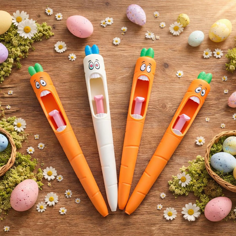 Kids Easter Basket Stuffer Funny Carrot Pen Black 0.5mm Easter Carrot Pen Easter Basket Filler Party favors for Boys Girls Easter Gifts