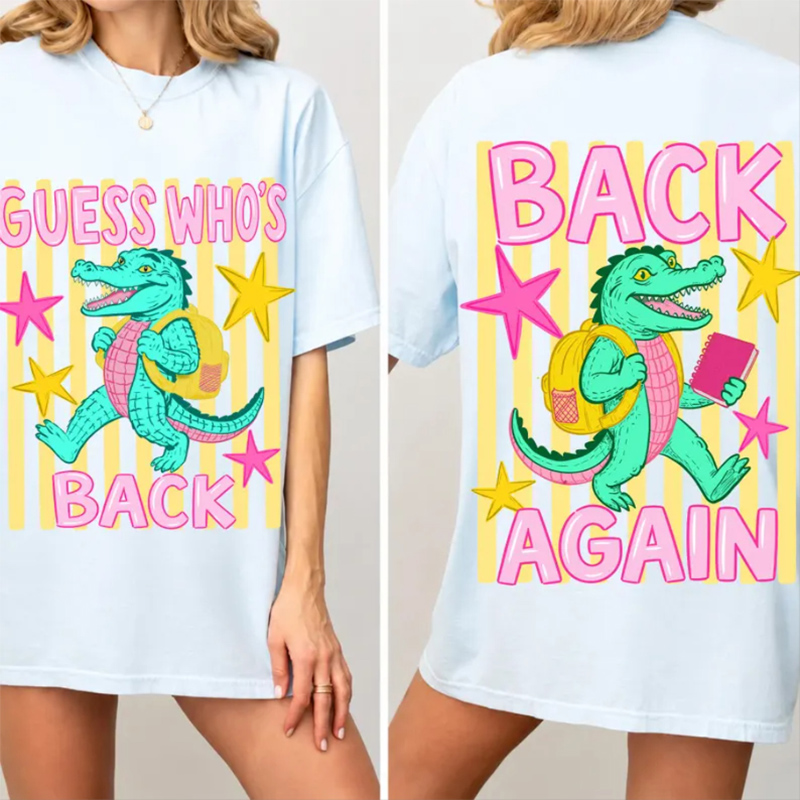 Guess Who’s Back Again Alligator T‑Shirt Cute Back to School Graphic T