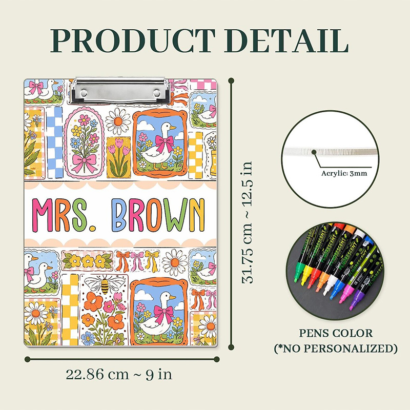 Personalized Silly Goose Teacher Clipboard Cute Classroom Gift Colorful Funny Office Supplies School Stationery