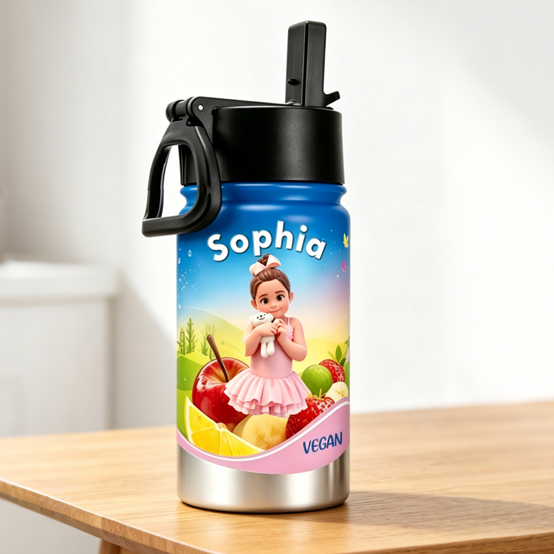 Personalized Drinks Print Cartoon Childrens Water Bottle