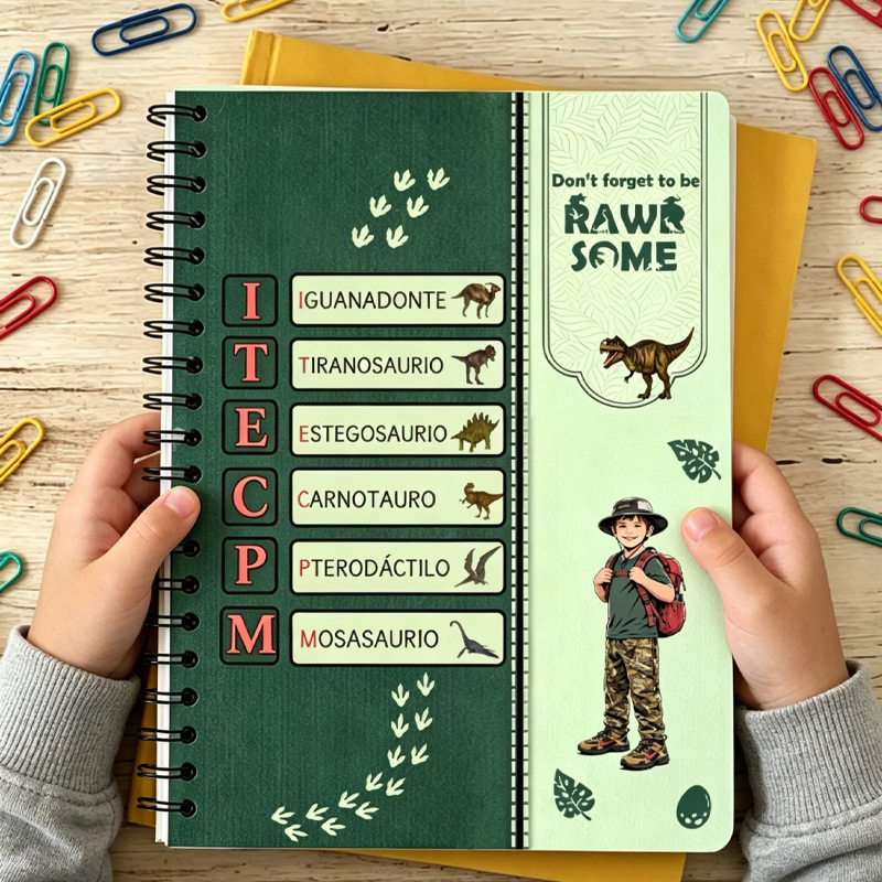 Personalized Cowboy Dinosaur Rawr Some Alphabet Name Western Adventure Kids Back To School Journal Notebook