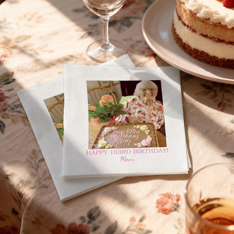 Personalized Cocktail Napkins for Birthday Party Decor Happy Birthday Napkins For All Ages Custom Photo Napkins with Text