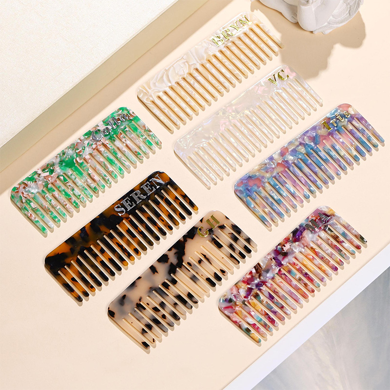 Personalized Amber Hair Comb Custom Initial Acetate Hair Comb Marble Hair Comb Wedding Bridesmaid Gift Portable Pocket Hair Comb, Bridal Gift