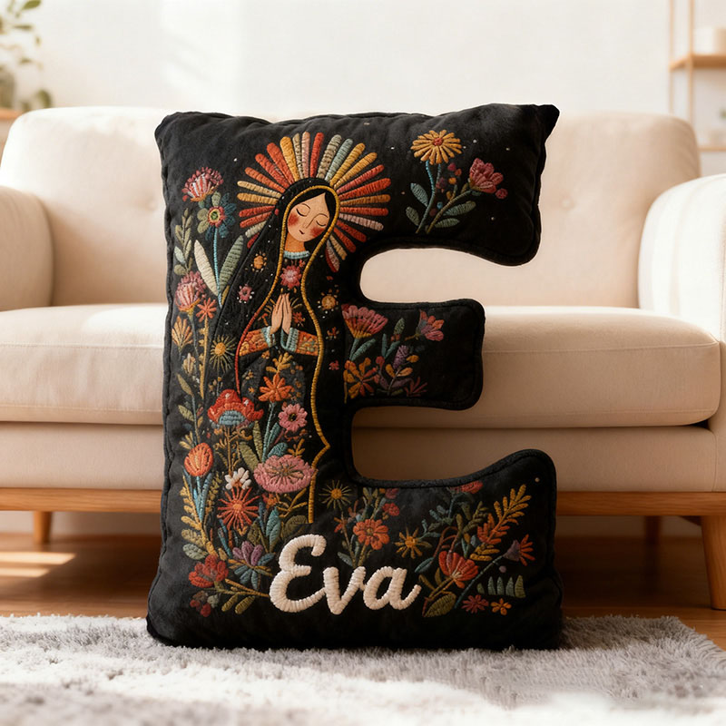 Personalized Our Lady of Guadalupe Letter Pillow with Name Catholic Home Decor Religious Gift Blessed Virgin Gift Graphic 3D Print Pillow