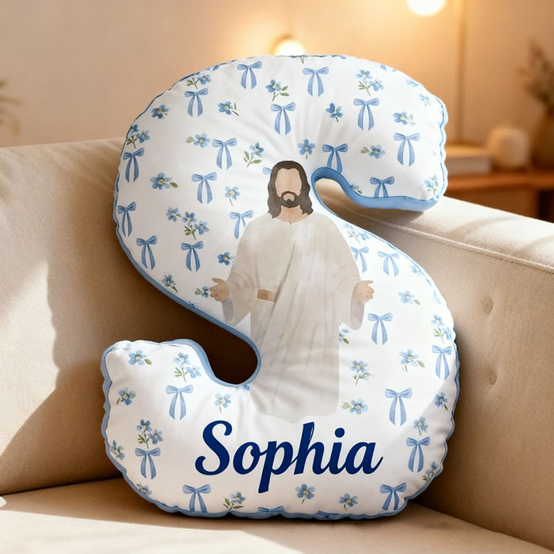 Personalized Jesus Love you Letter Pillow with Name Christian Home Decor Religious Gift Birthday Gift Jesus Lover Pillow Graphic 3D Print Pillow