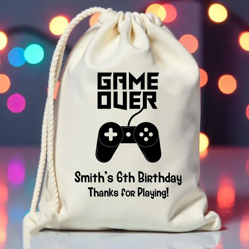 Personalised Kids Favor Bag Game Over Thank You Controller Video Game Gift for Game And Geek Lover