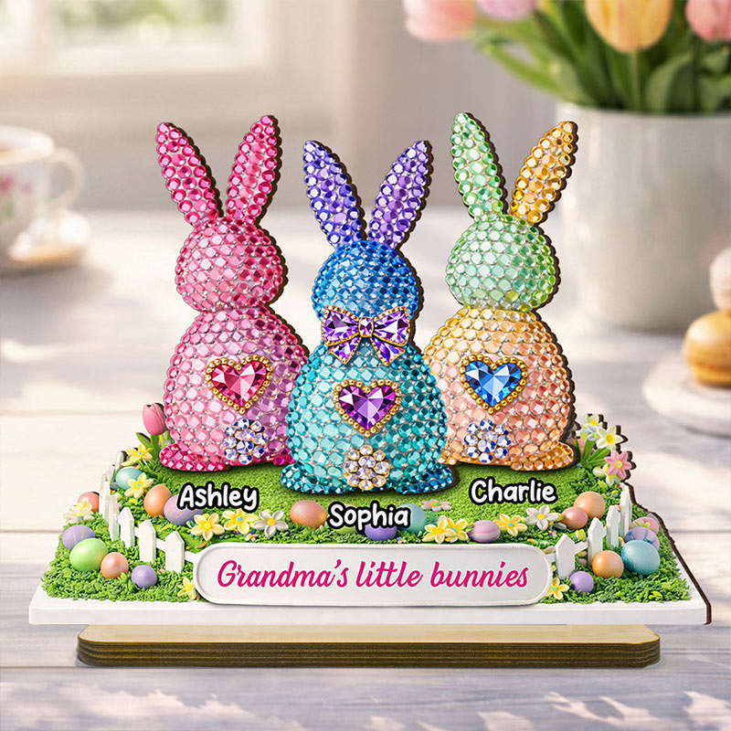 Personalized Grandma's Little Bunnies Easter with Names Custom 2-Layered Wooden Plaque Sentimental Easter Gift for Grandma