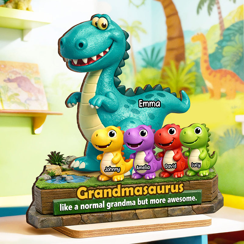 Personalized Grandmasaurus More Awesome 2-Layered Wooden Plaque Gift for Grandma