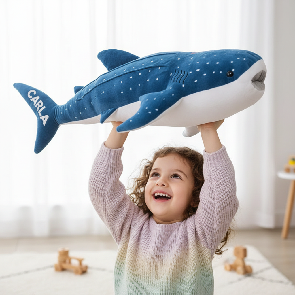 Personalized Whale Shark Plush Toy for Kids Custom Name Ultra-Soft 3 Sizes for Snuggly Ecofriendly Recycled Polyfill Stuffed Animal Stuffies Toy Children  Large Ocean Marine Coastal