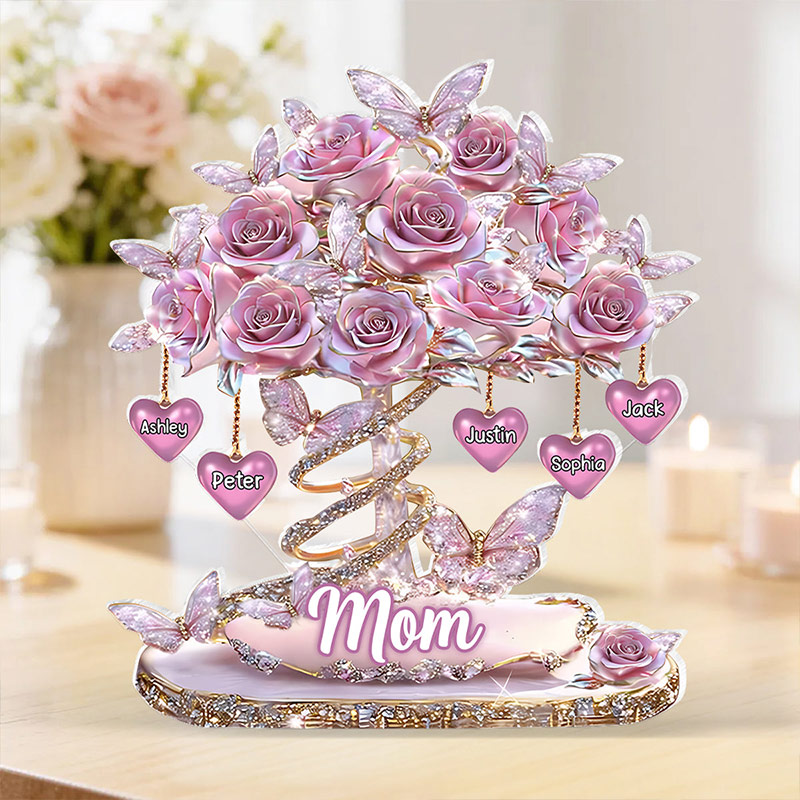 Personalized Best Mom Ever Heart Tree Acrylic Block Plaque Heartfelt Gift For Mom Grandma