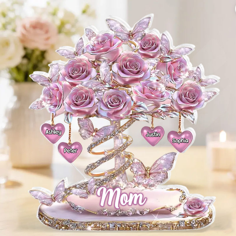Personalized Best Mom Ever Heart Tree Acrylic Block Plaque Heartfelt Gift For Mom Grandma