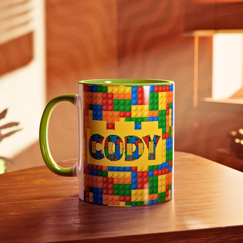 Personalized Building Block Coffee Mug with Names for Geek Lover
