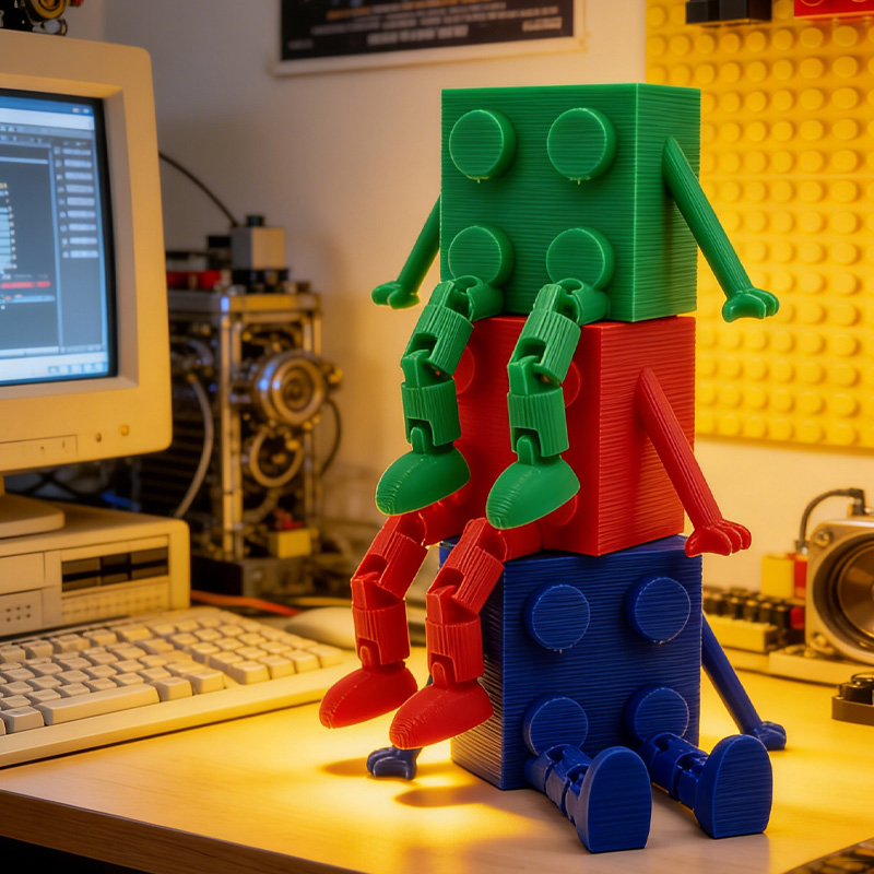 Personalized Brick Buddy Meme Desk Decor Funny Articulated Legs 3D Printed Gift for Geek Lover