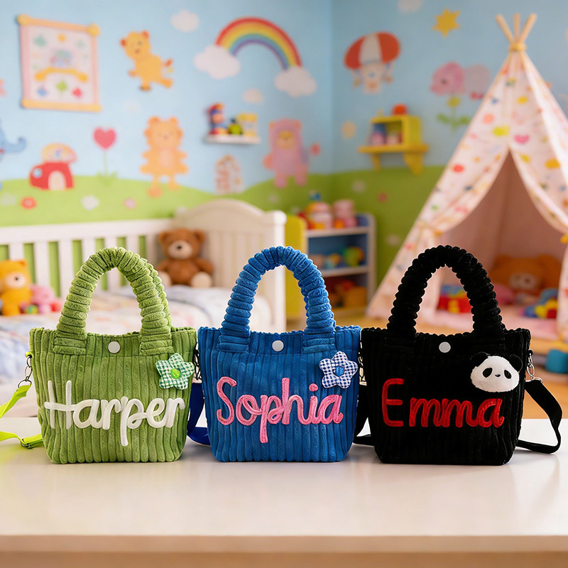 Personalized toddler crossbody bag small corduroy purse for daycare baby travel bag flower girl gift  for boy and girl preschool and birthday present
