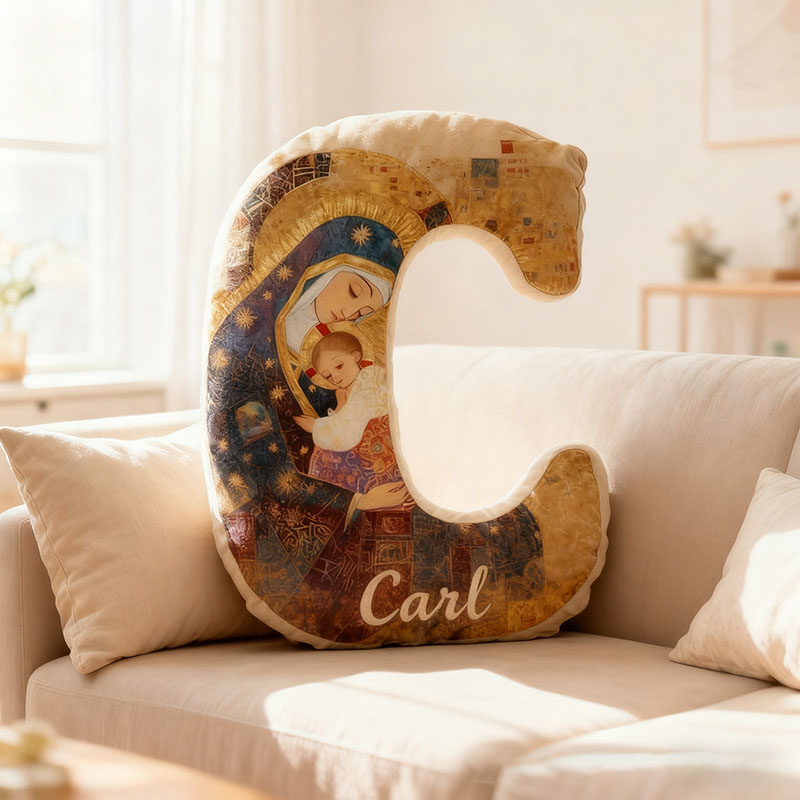 Personalized Our Lady of Guadalupe Baby Jesus Letter Pillow with Custom Name Religious Home Decor Catholic Gift for Her Graphic 3D Print Pillow