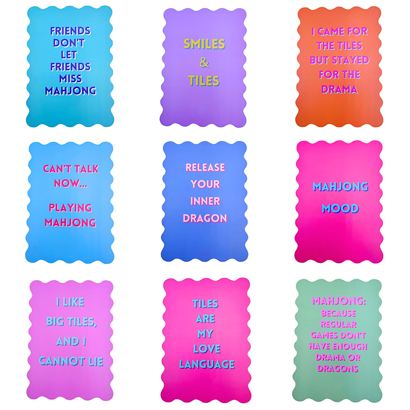 Mahjong Shuffle Card Scalloped Edges & Bright Colors Sized to Store with Mahjong League Cards