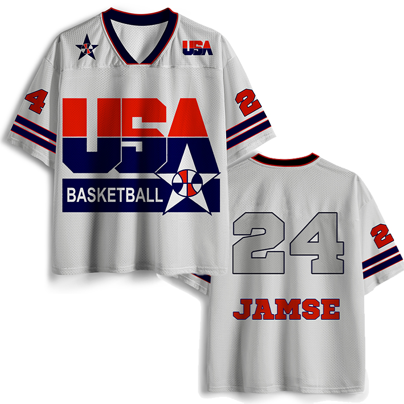 Personalized Basketball Mesh Jersey USA Basketball with Custom Number and Name Gift for Basketball Lovers
