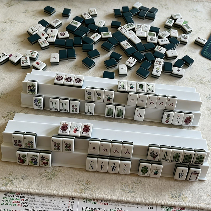 Siamese Mah Jongg Racks Double Handed Set with black Pushers Includes 2 racks and 2 pushers for American-Style Mahjong