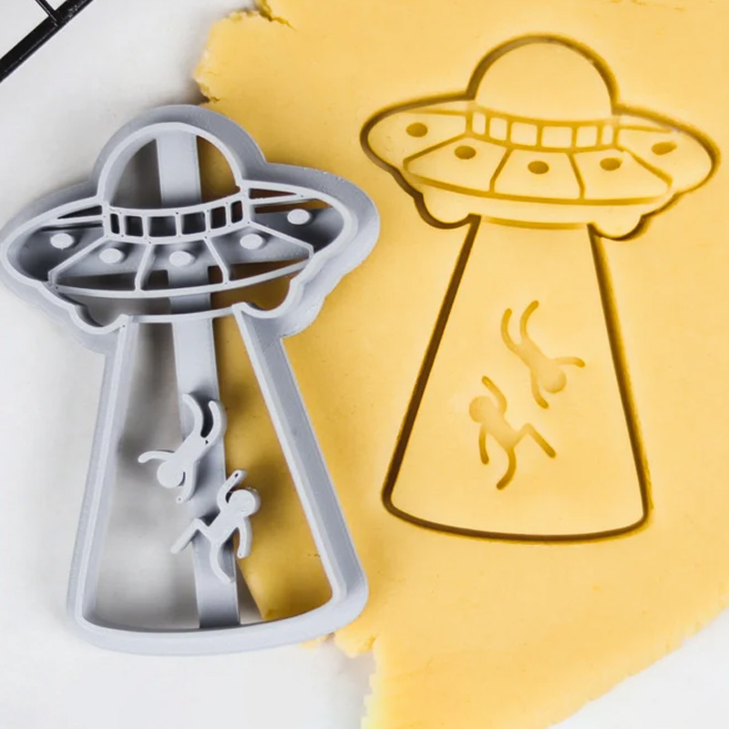 Personalized Alien Themed UFO Abduction Cookie Cutter 3D Printed Baking Supplies Fondant Tool Craft Stamp for Gamer Geek Lover